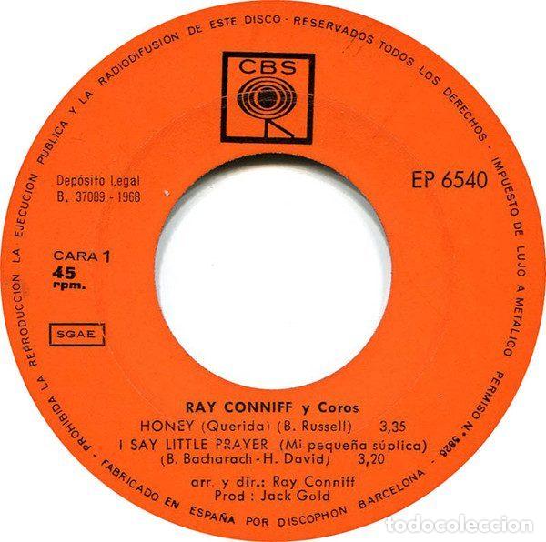 Discos de vinilo: Ray Conniff &ndash; Ojos De Espa&ntilde;a (Vinyl, CBS EP 6540) - Foto 3