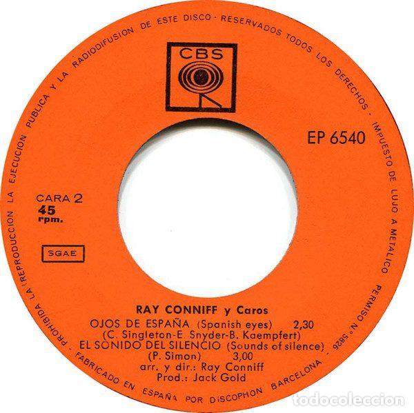 Discos de vinilo: Ray Conniff &ndash; Ojos De Espa&ntilde;a (Vinyl, CBS EP 6540) - Foto 4