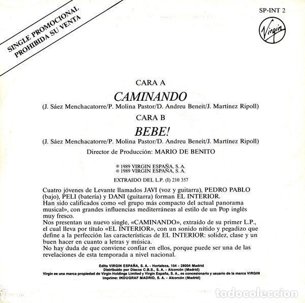 Discos de vinilo: El Interior &ndash; Caminando (Vinyl, Virgin SP-INT 2) - Foto 2