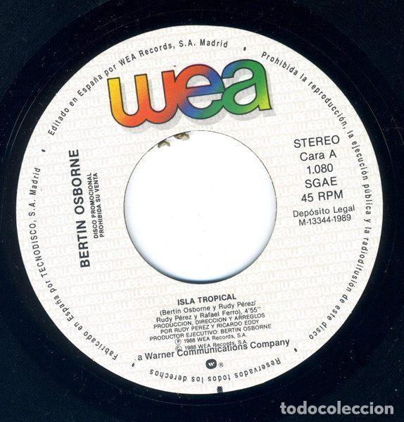 Discos de vinilo: Bert&iacute;n Osborne &ndash; Isla Tropical (Vinyl, WEA 1.080) - Foto 3
