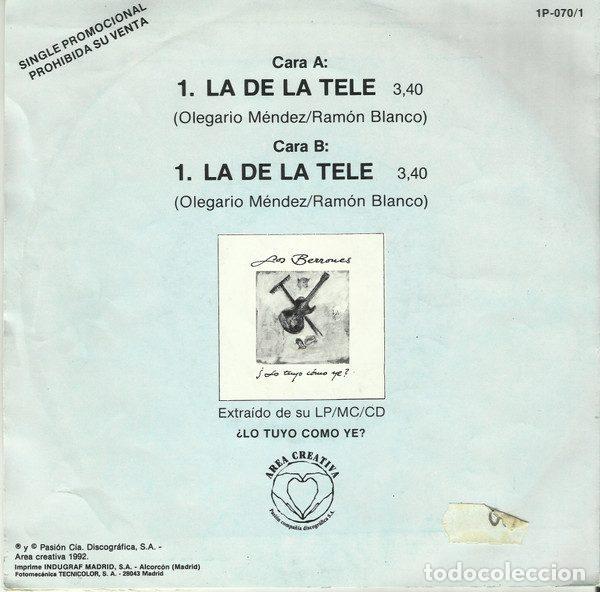 Discos de vinilo: Los Berrones &ndash; La De La Tele (Vinyl, Area Creativa 1P-070/1) - Foto 2
