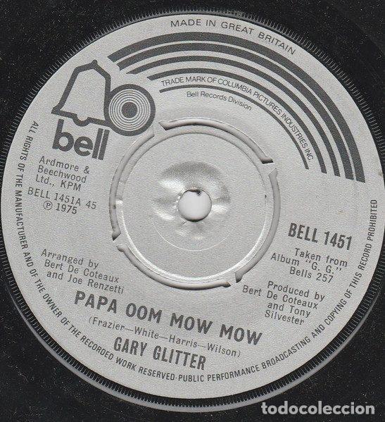 Discos de vinil: Gary Glitter &ndash; Papa Oom Mow Mow (Vinyl, Bell Records BELL 1451)