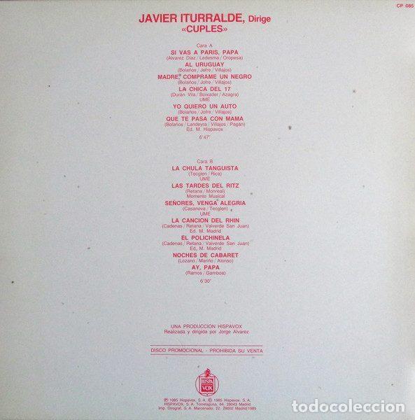 Discos de vinilo: Javier Iturralde &ndash; Dirige &rdquo;Cuples&rdquo; (Vinyl, Hispavox CP 085) - Foto 2