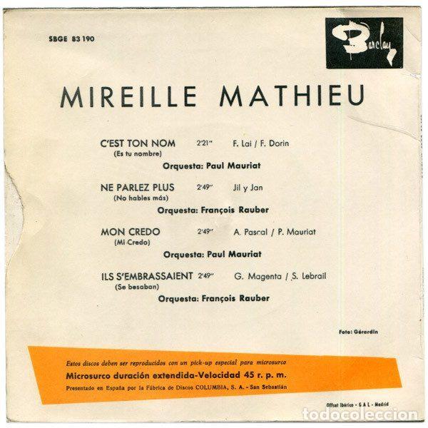 Discos de vinilo: Mireille Mathieu &ndash; CEst Ton Nom / Ne Parlez Plus / Mon Credo / Ils Sembrassaient (Vinyl,... - Foto 2