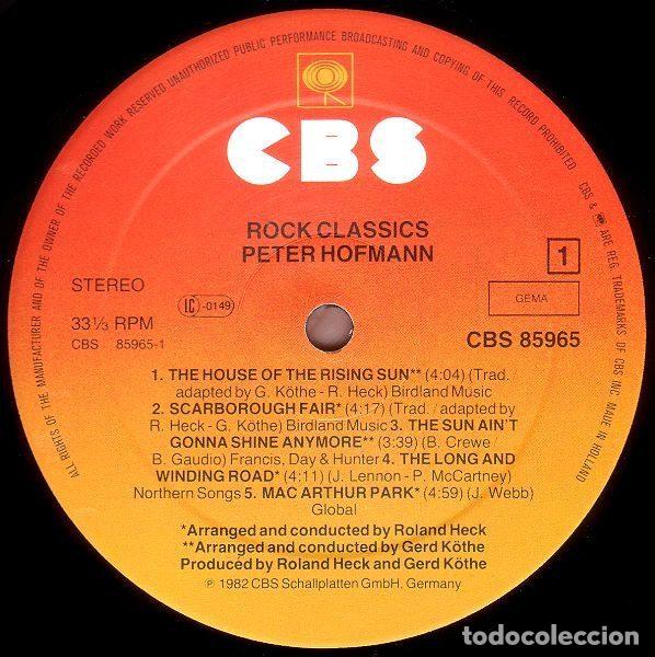 Discos de vinilo: Peter Hofmann &ndash; Rock Classics (Vinyl, CBS CBS 85965) - Foto 3