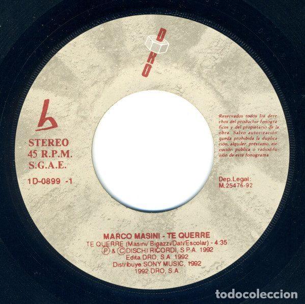 Discos de vinilo: Marco Masini &ndash; Te Querre (Vinyl, DRO 1D-0899-1) - Foto 4