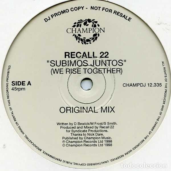 Vinyl-Schallplatten: Recall 22 &ndash; Subimos Juntos (We Rise Together) (Vinyl, Champion CHAMPDJ 12.335)