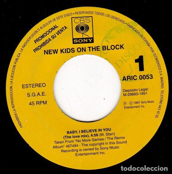 Dischi in vinile: New Kids On The Block &ndash; Baby, I Believe In You (The Love Mix) (Vinyl, CBS/Sony ARIC 0053)
