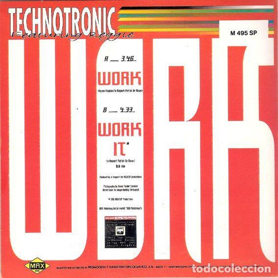 Discos de vinilo: Technotronic Featuring Reggie &ndash; Work (Vinyl, Max Music M-495-SP) - Foto 2