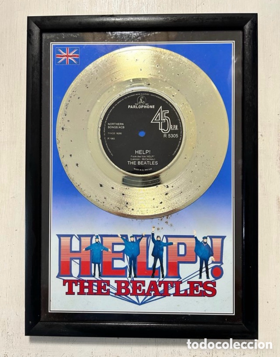 Discos de vinilo: THE BEATLES HELP DISCO DORADO ENMARCADO