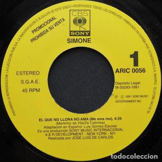 Vinyl records: Simone &ndash; El Que No Llora No Ama = Me Ama Mo (Vinyl, CBS/Sony ARIC 0056)