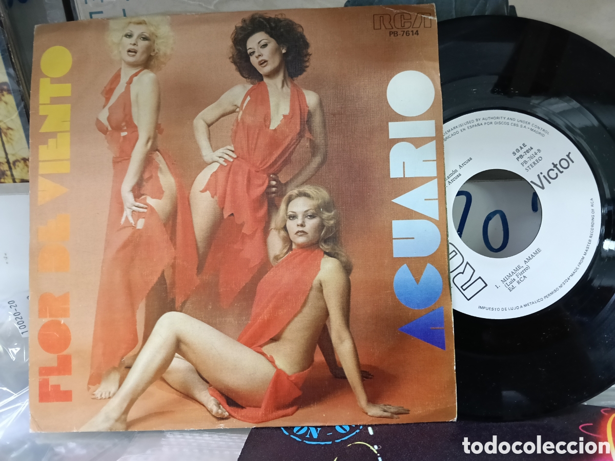 Discos de vinilo: Acuario single promocional flor de viento
