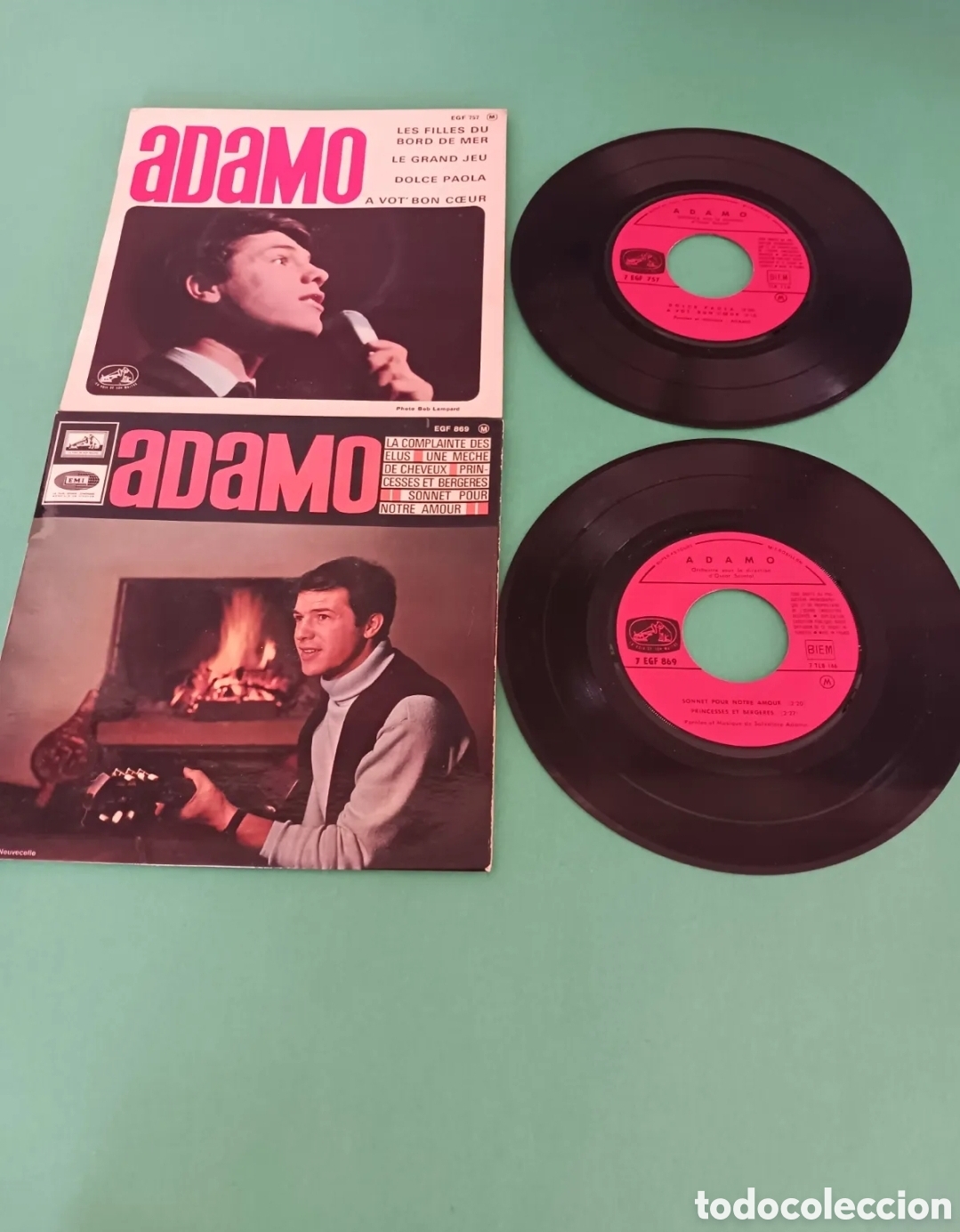 Vinyl records: Dos singles, ADAMO. Bueno