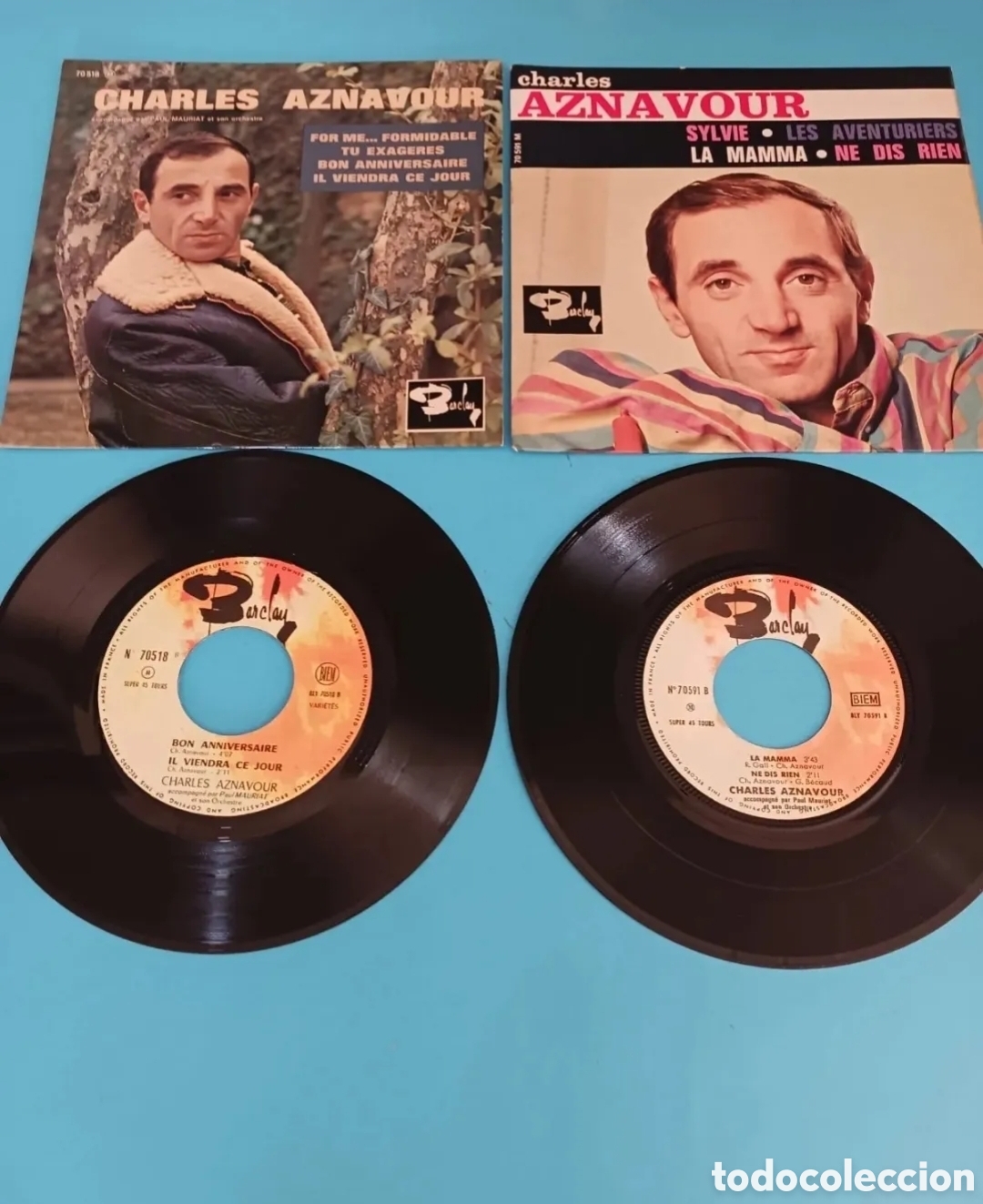 Discos de vinilo: CHARLES AZNAVOUR, dos singles. - Foto 1