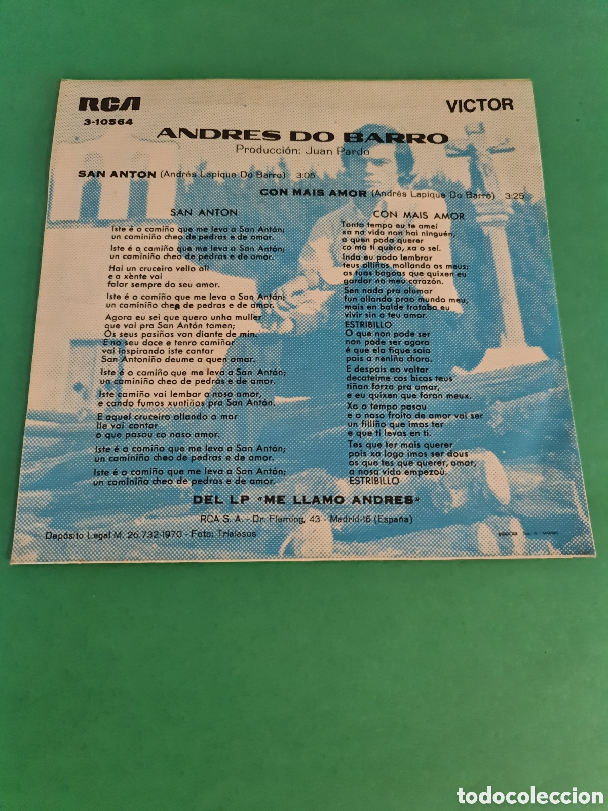 Discos de vinilo: Single Andres Do Barro / San Anton. - Foto 4