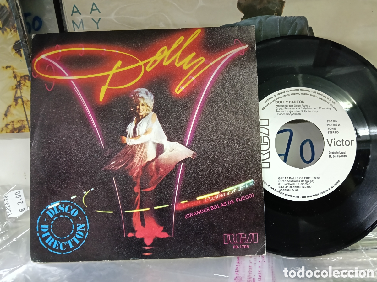 Discos de vinilo: Dolly parton single promocional great balls of fire grandes bolas de fuego Espa&ntilde;a 1979