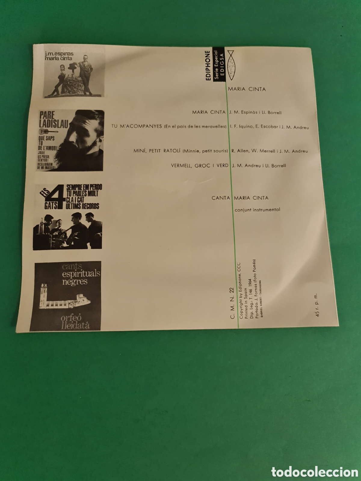 Discos de vinilo: Single Maria Cinta. Tu m acompanyes. - Foto 4