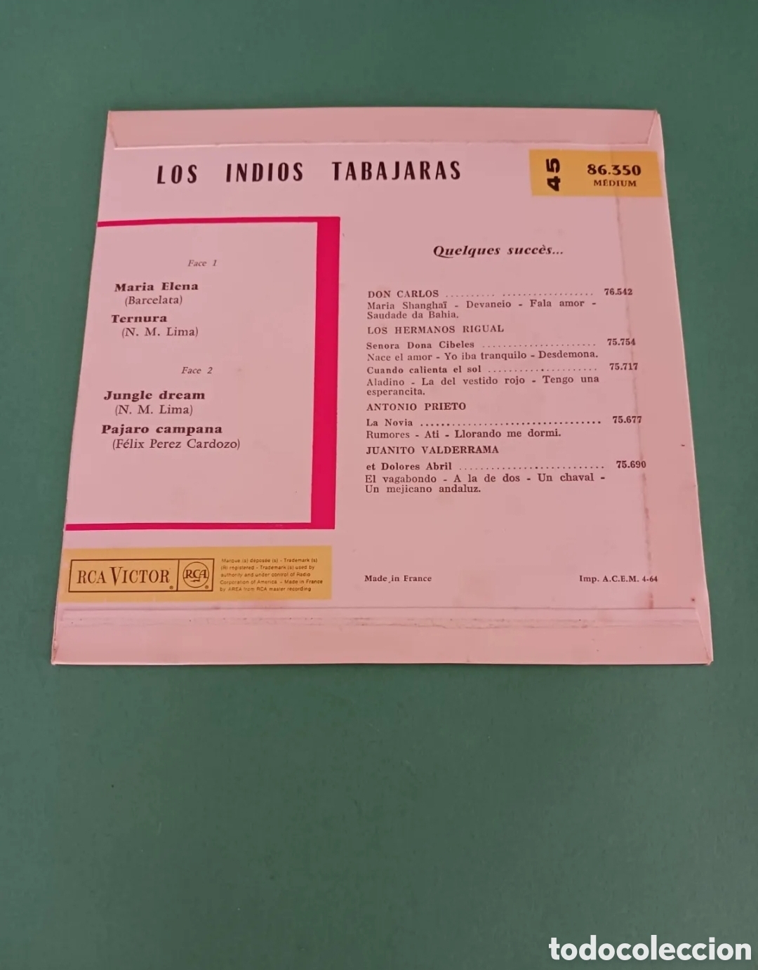 Discos de vinilo: LOS INDIOS TABAJARAS. Single. - Foto 4