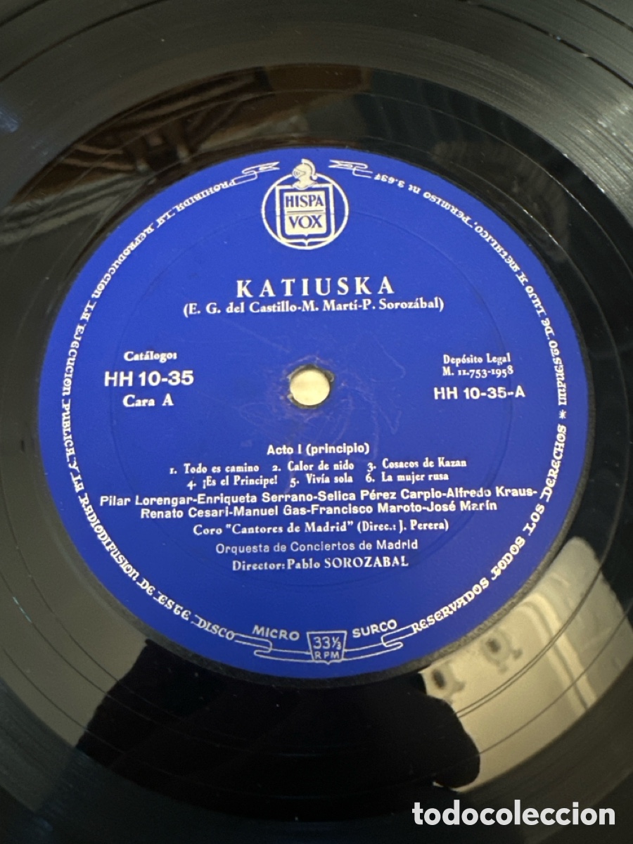 Discos de vinilo: LP. KATIUSKA. PABLO SOROZABAL. HISPAVOX - Foto 3