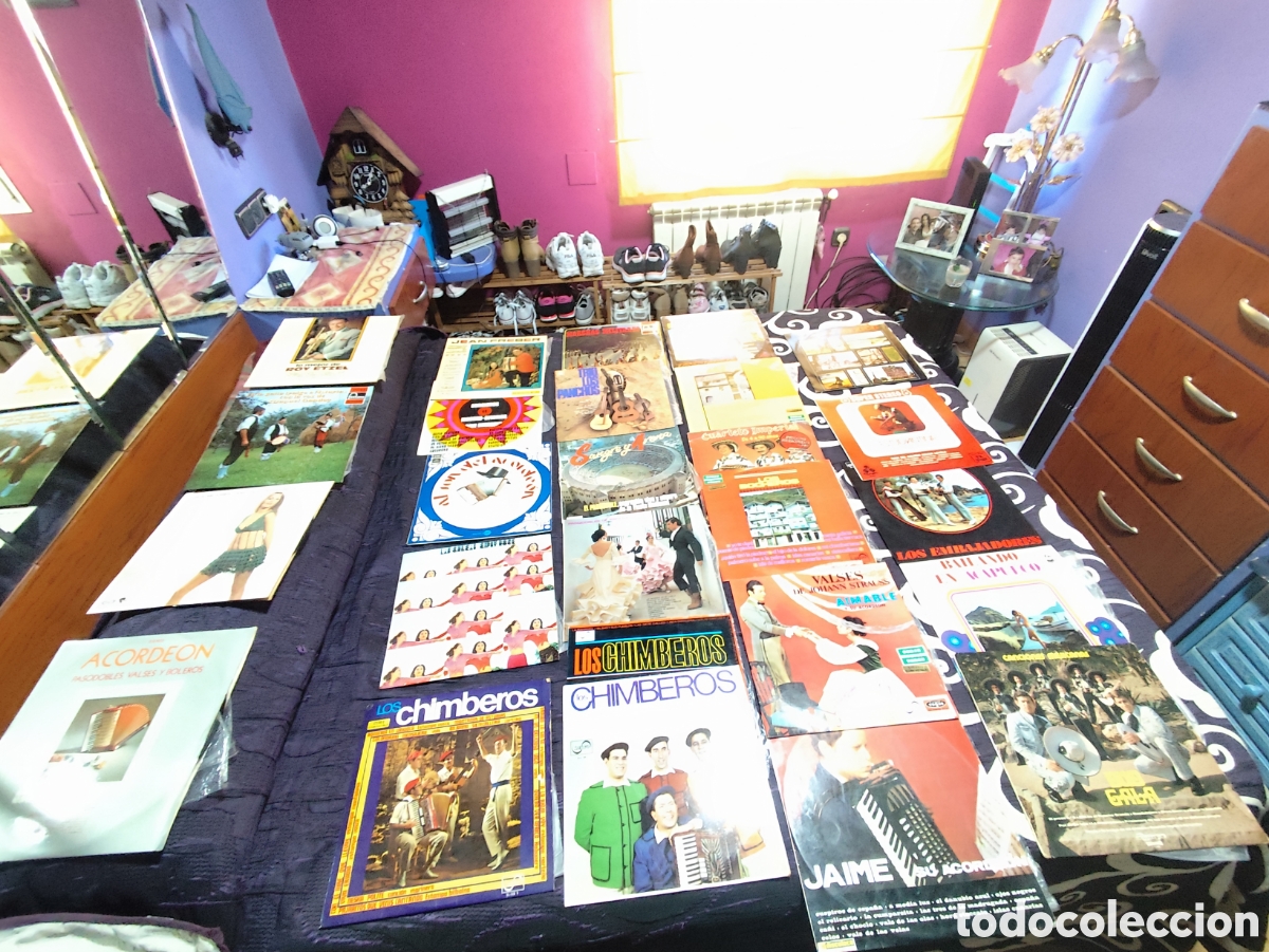 Discos de vinilo: Lote de vinilos antiguos mas malet&iacute;n