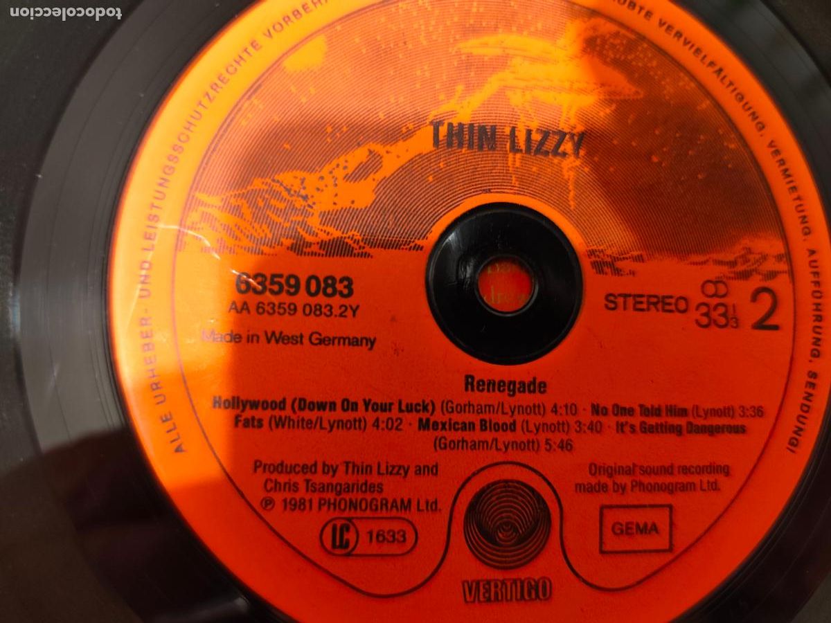 Discos de vinilo: Thin Lizzy &ndash; Renegade- (1981) LP disco vinilo - Foto 9