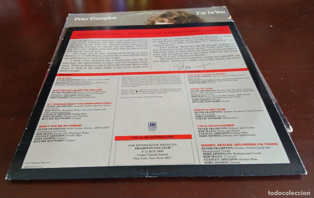 Discos de vinilo: PETER FRAMPTON - I`M IN YOU - LP - 1977 - CON ENCARTE - Foto 4