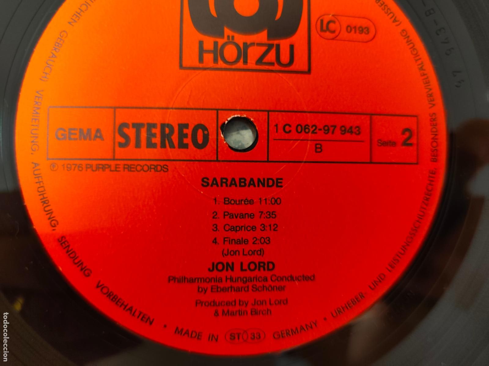 Discos de vinilo: Jon Lord &lrm;&ndash; Sarabande- (1976) LP disco vinilo - Foto 7