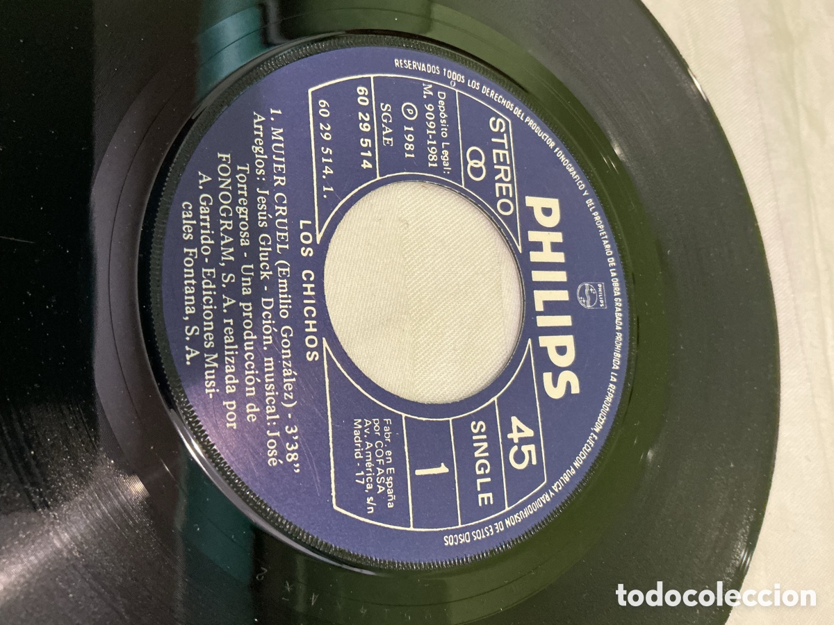 Discos de vinilo: Los Chichos &ndash; Mujer cruel &ndash; Single 1981 - Foto 3