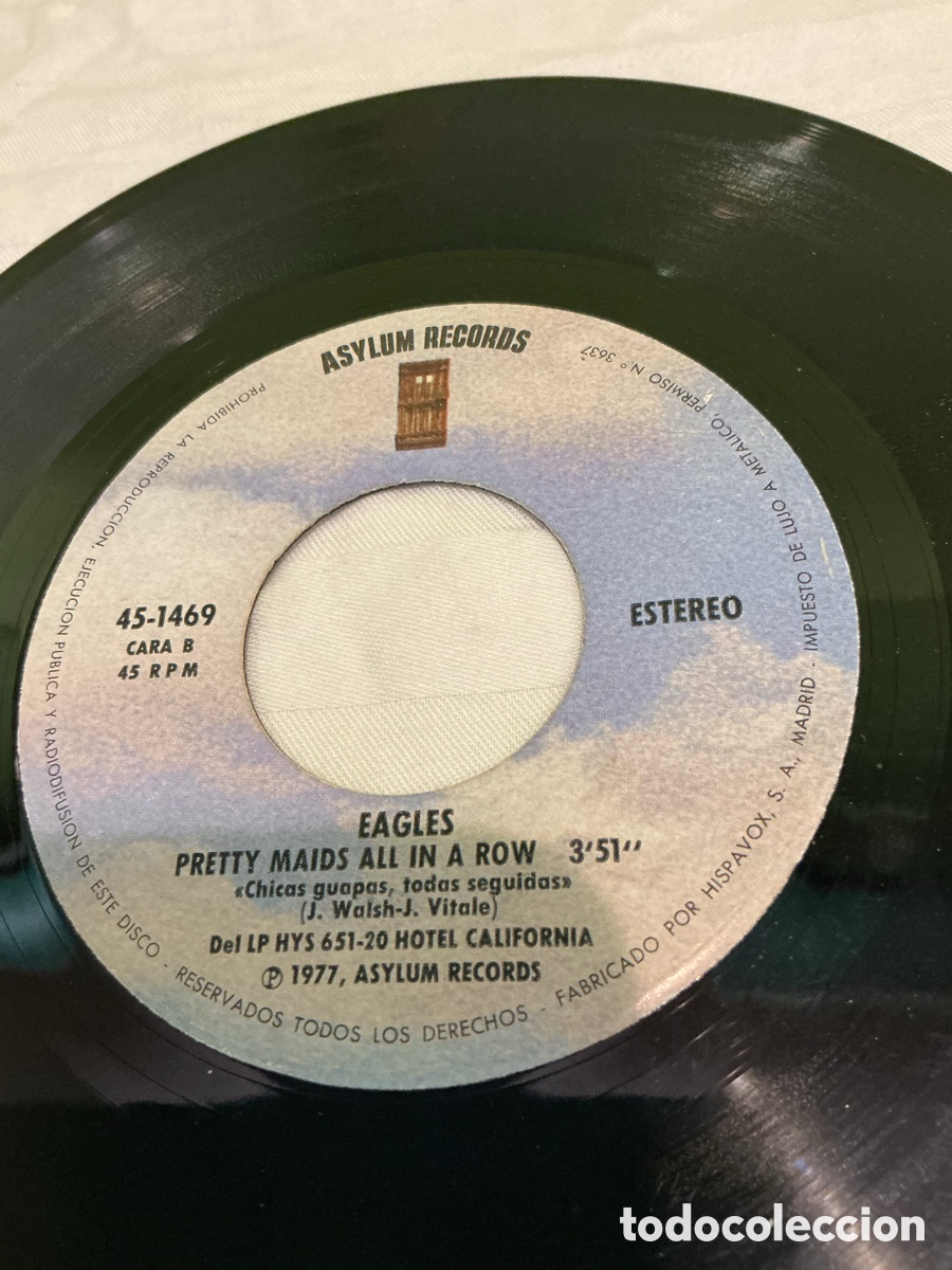 Discos de vinilo: Eagles &ndash; Hotel California &ndash; Single 1977 - Foto 3