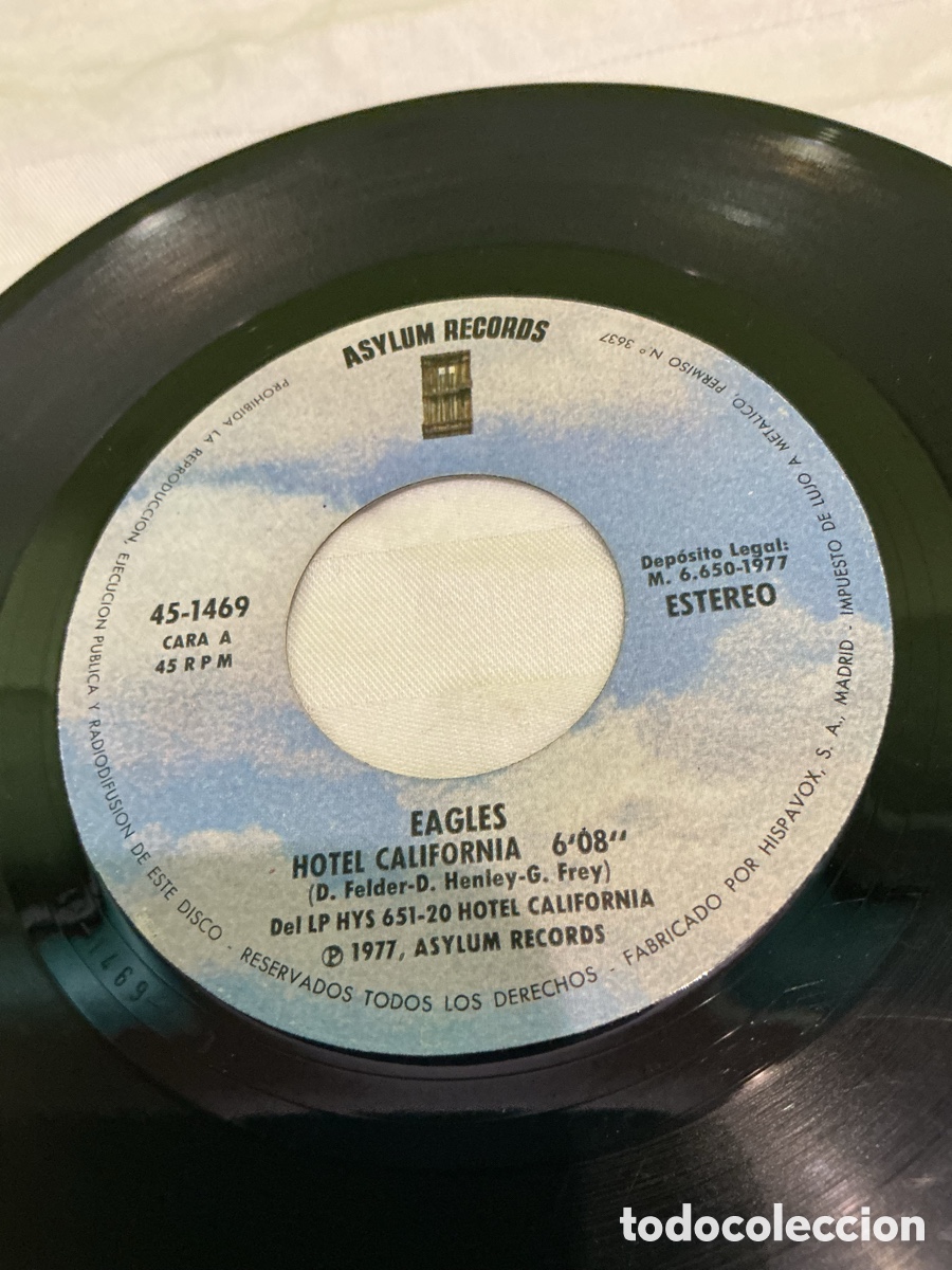 Discos de vinilo: Eagles &ndash; Hotel California &ndash; Single 1977 - Foto 4