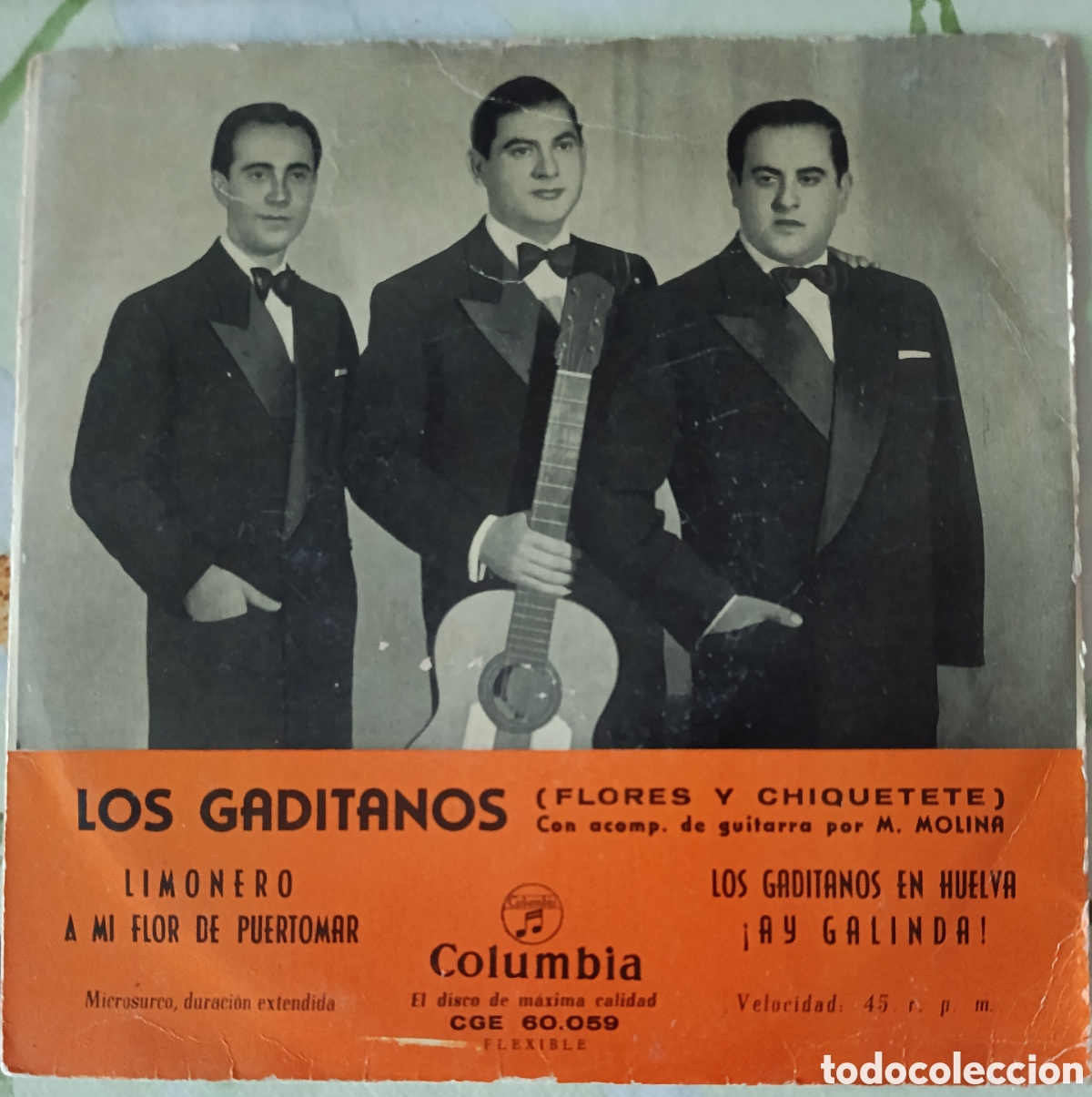 Discos de vinil: Los Gaditanos Ep sello Columbia editado en Espa&ntilde;a.