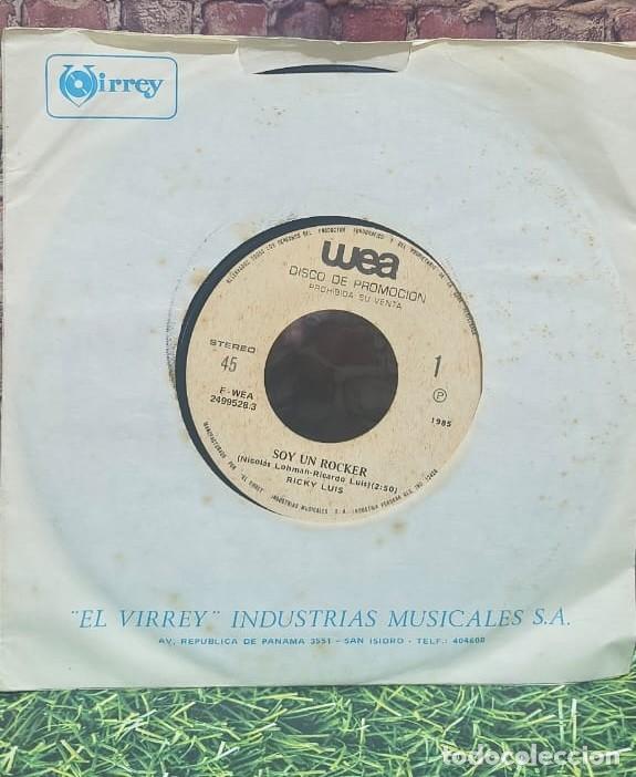 Discos de vinilo: Ricky Luis &rdquo;Soy un Rocker&rdquo; Single edicion peruana promocional.
