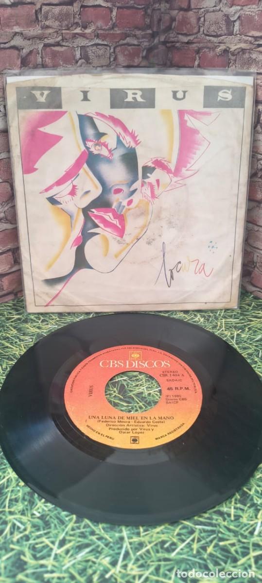 Discos de vinilo: Virus &rdquo;Una Luna de Miel en la Mano&rdquo; Single edicion peruana. Rock Argentino