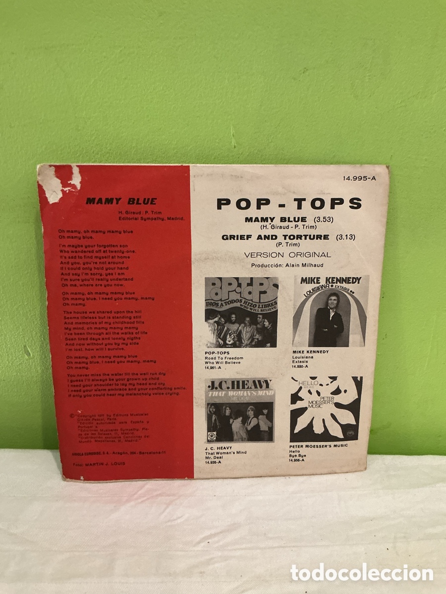 Discos de vinilo: Pop-Tops &ndash; Mamy Blue &ndash; Single Explosi&oacute;n 1971 - Foto 7