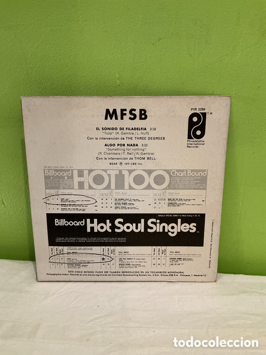 Discos de vinilo: MFSB &ndash; El sonido de Filadelfia &ndash; Single, 1974 - Foto 7