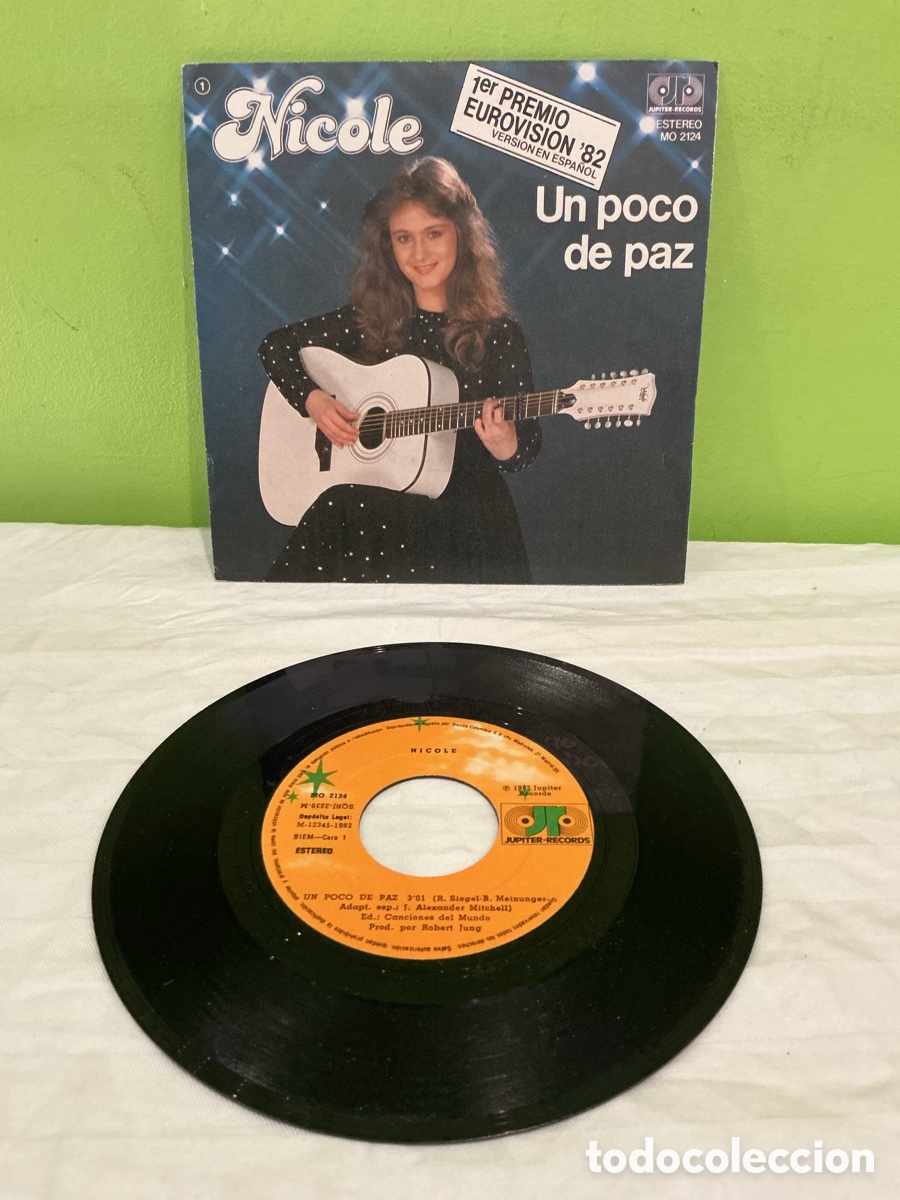 Discos de vinilo: Nicole &ndash; Un poco de paz &ndash; Single Eurovisi&oacute;n, 1982 - Foto 3