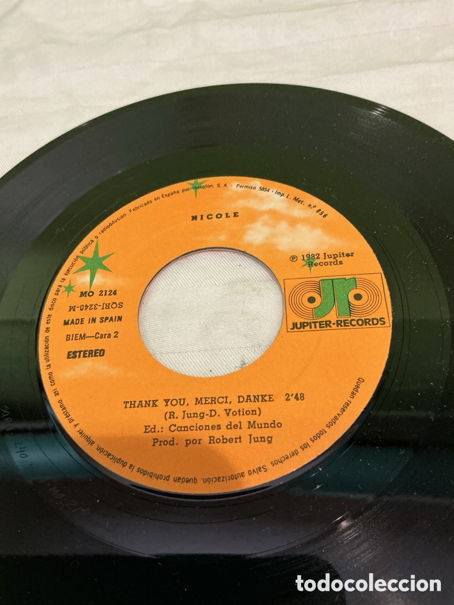 Discos de vinilo: Nicole &ndash; Un poco de paz &ndash; Single Eurovisi&oacute;n, 1982 - Foto 5