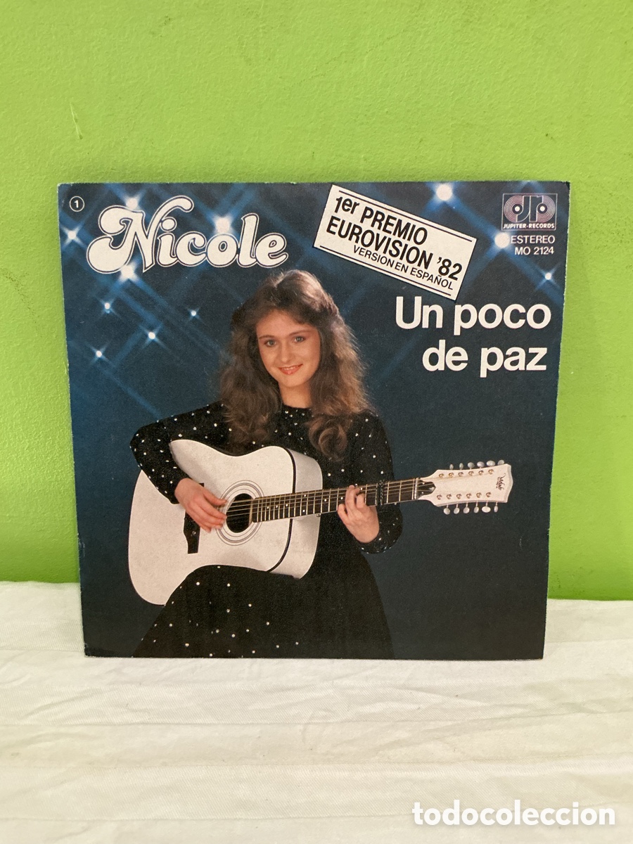 Discos de vinilo: Nicole &ndash; Un poco de paz &ndash; Single Eurovisi&oacute;n, 1982 - Foto 2
