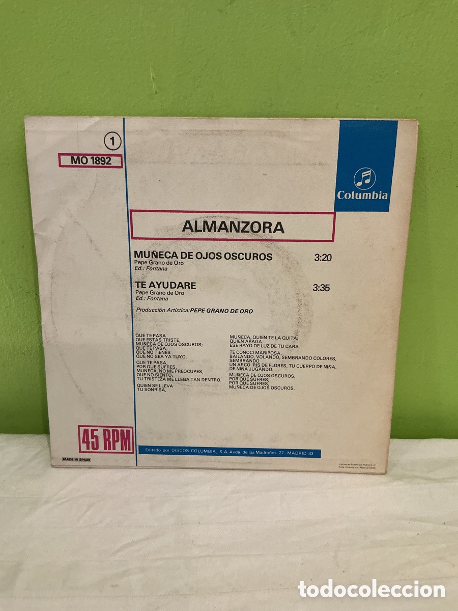 Discos de vinilo: Almanzora &ndash; Mu&ntilde;eca de ojos oscuros &ndash; Single, 1979 - Foto 7