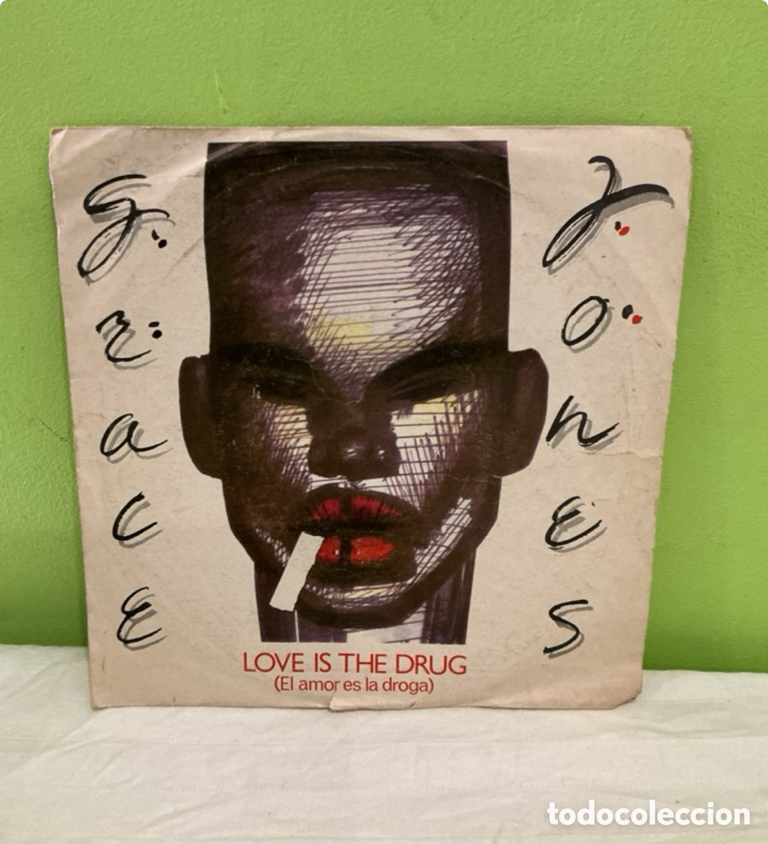Disques de vinyle: Grace Jones &ndash; Love Is the Drug &ndash; Single espa&ntilde;ol, 1980