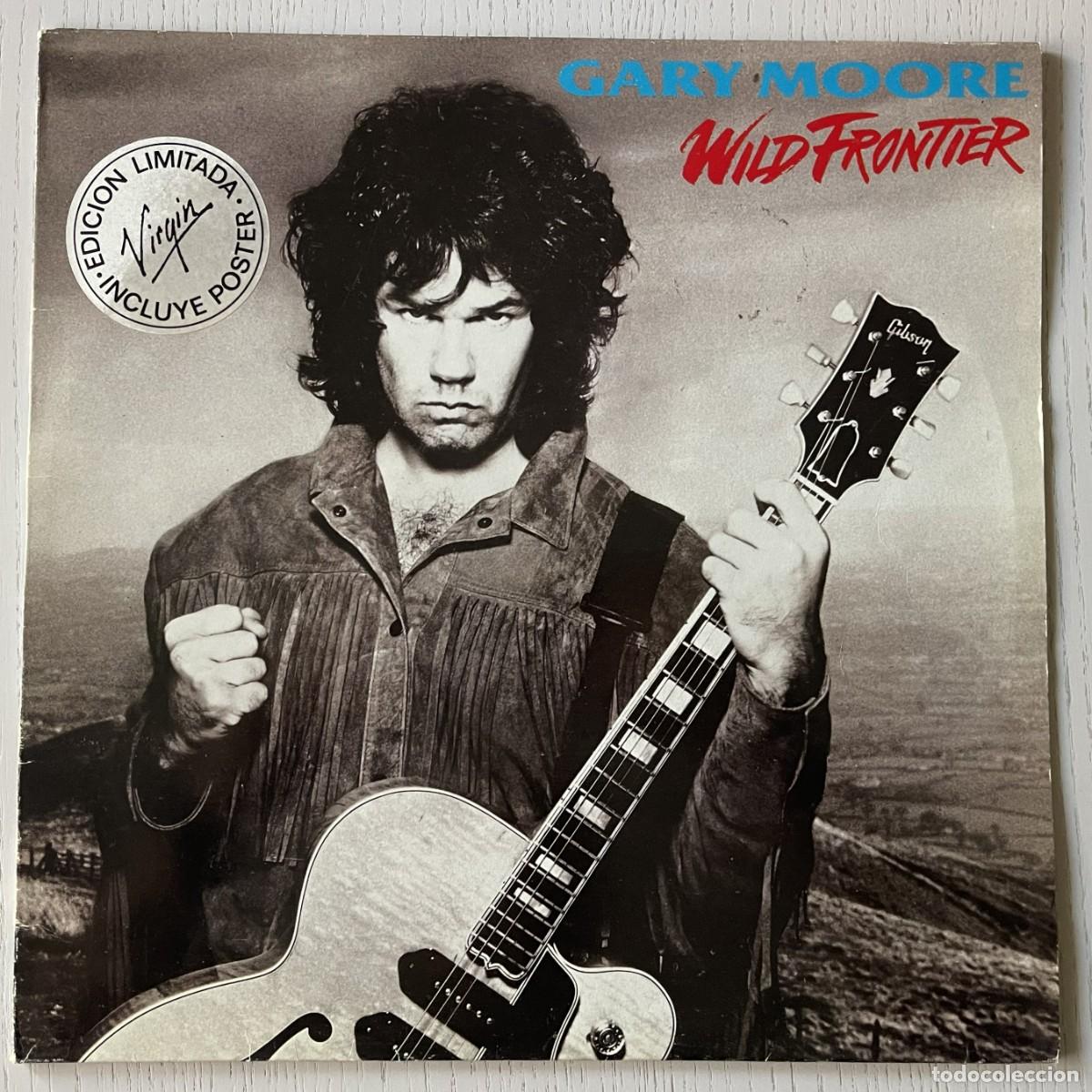 Disques de vinyle: VINILO LP GARY MOORE &ndash; WILD FRONTIER (EDICI&Oacute;N LIMITADA ESPA&Ntilde;A 1987 CON P&Oacute;STER NUEVO Y ENCARTE VIRGIN