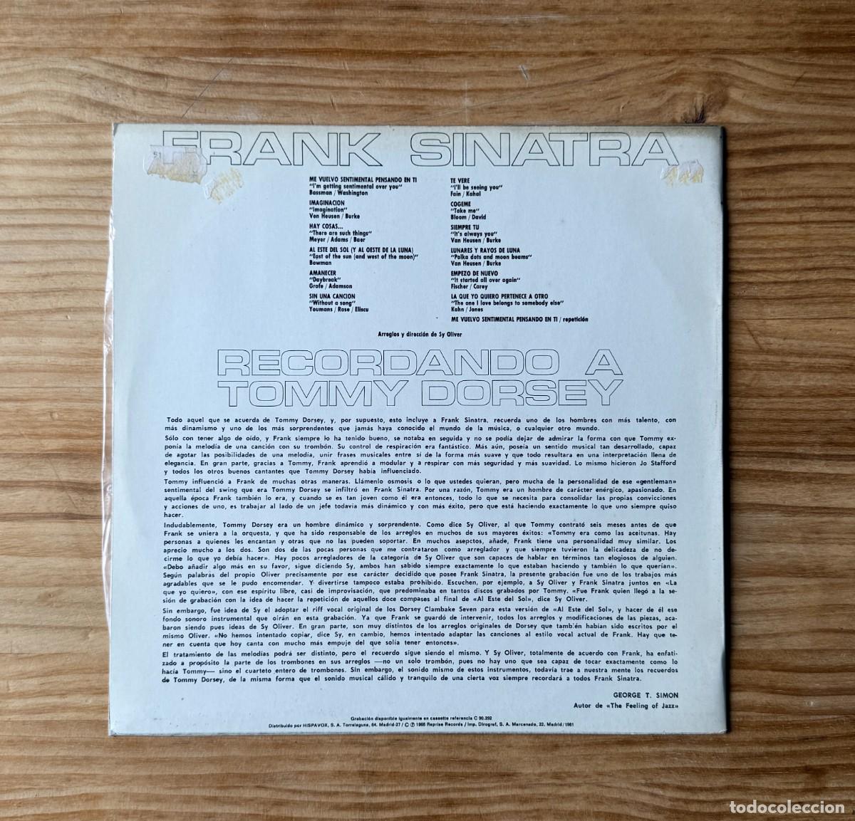 Discos de vinilo: Frank Sinatra &ndash; I Remember Tommy. Spain 1980 - Foto 2