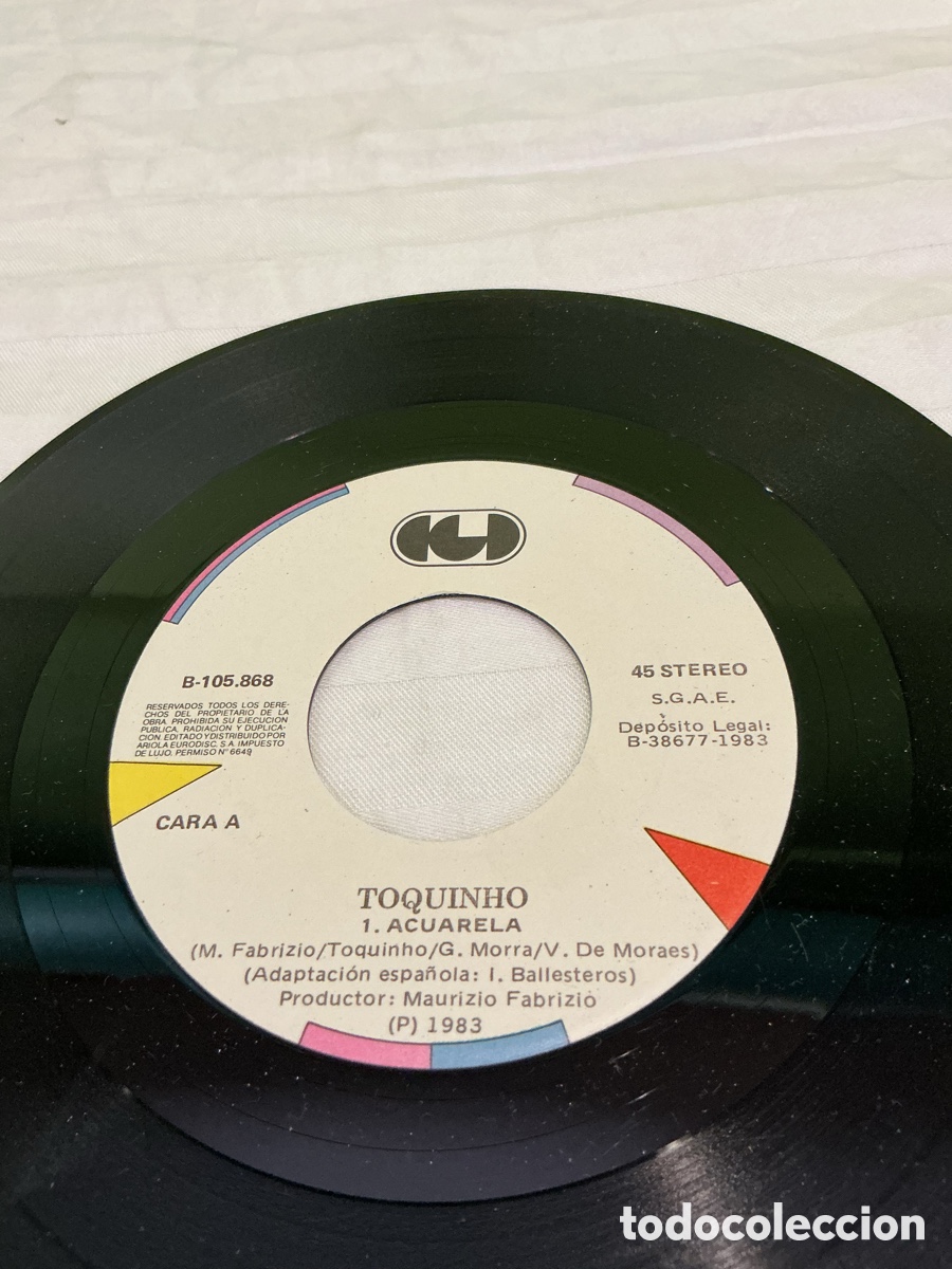 Discos de vinilo: Toquinho &ndash; Acuarela &ndash; Single, 1983 - Foto 4