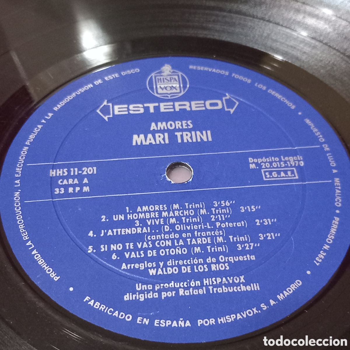 Discos de vinilo: LP MARI TRINI AMORES(1970 HISPAVOX) - Foto 3
