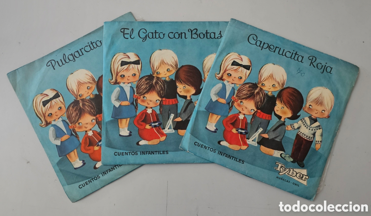Discos de vinilo: LOTE 3 SINGLES DE PIZARRA 78rpm PULGARCITO GATO CON BOTAS CAPERUCITA ROJA Mu&ntilde;ecas Tyber 1963