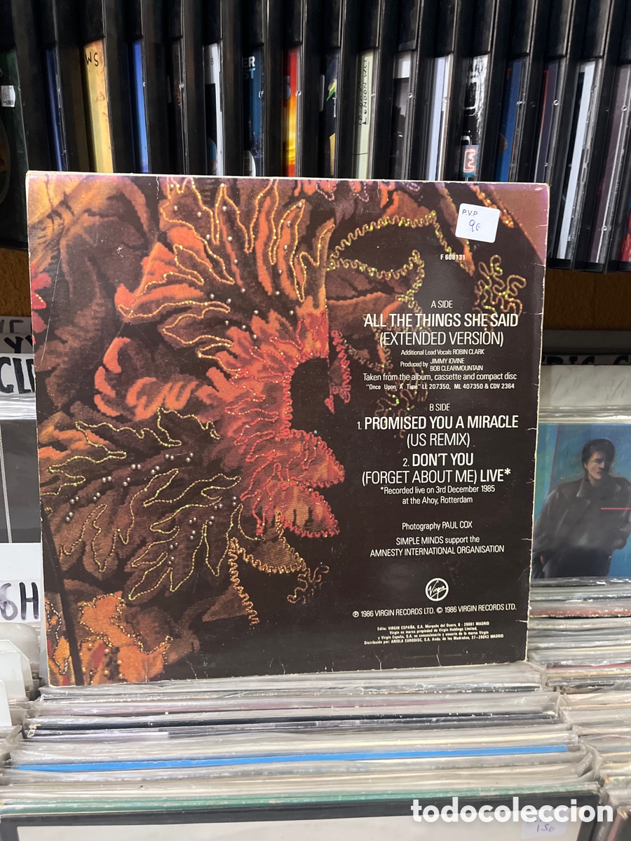 Discos de vinilo: simple minds all the things she said - Foto 2
