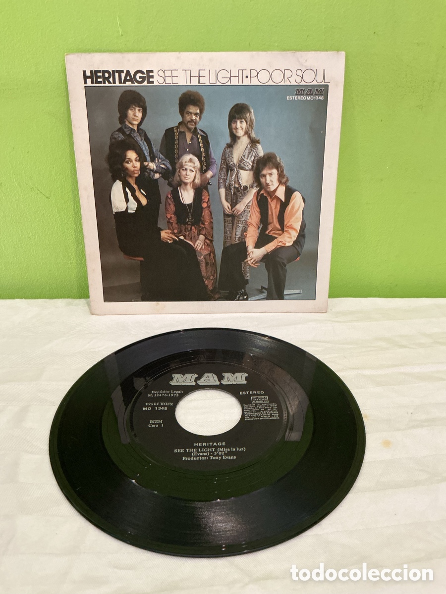 Discos de vinilo: Heritage &ndash; See the Light / Poor Soul &ndash; Single vinilo 1973 - Foto 3