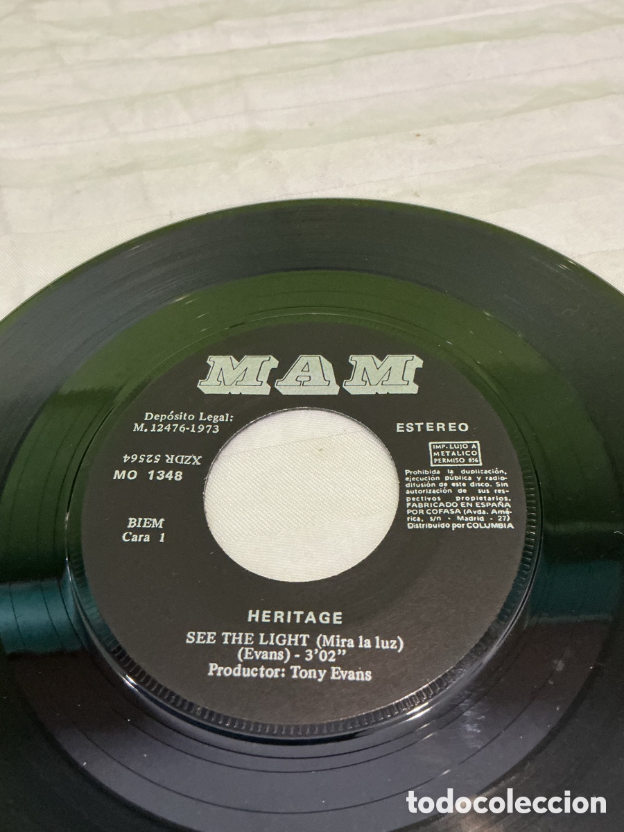 Discos de vinilo: Heritage &ndash; See the Light / Poor Soul &ndash; Single vinilo 1973 - Foto 4