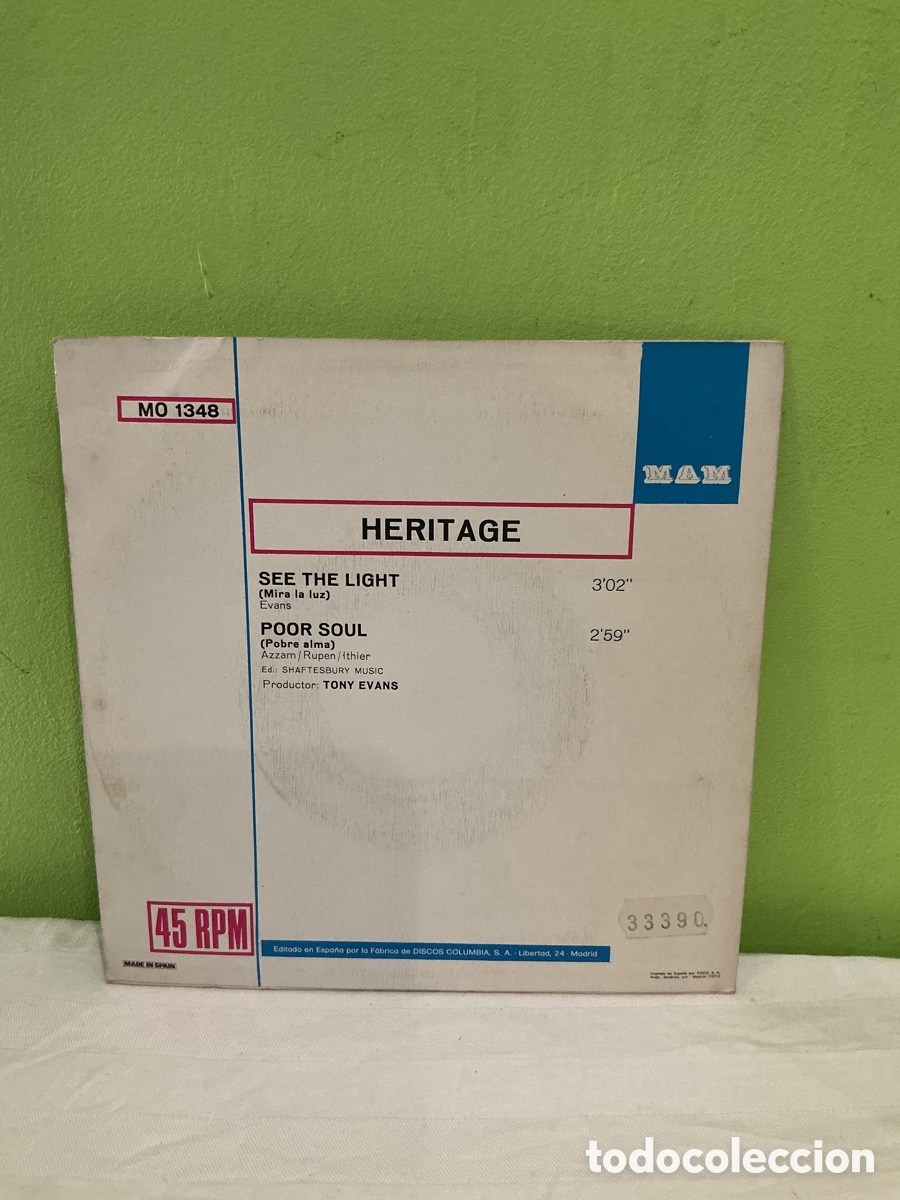 Discos de vinilo: Heritage &ndash; See the Light / Poor Soul &ndash; Single vinilo 1973 - Foto 6