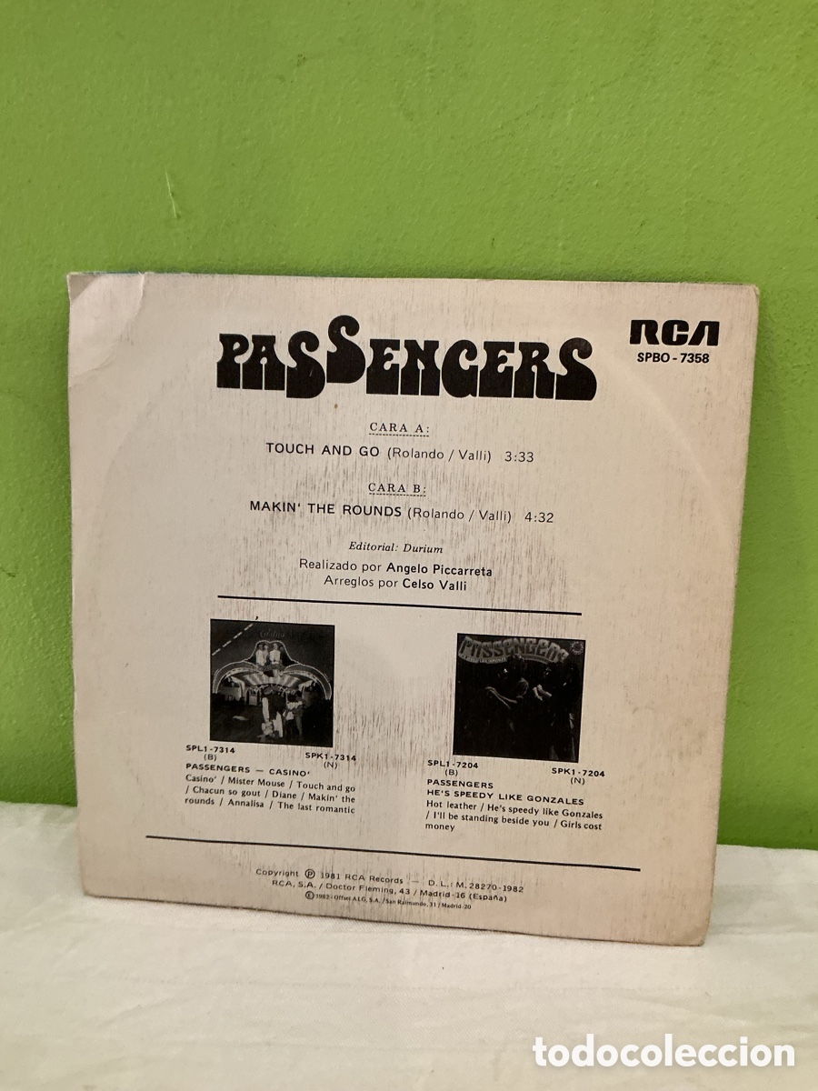 Discos de vinilo: Passengers &ndash; Touch and Go / Makin&rsquo; the Rounds &ndash; Single 1982 - Foto 8